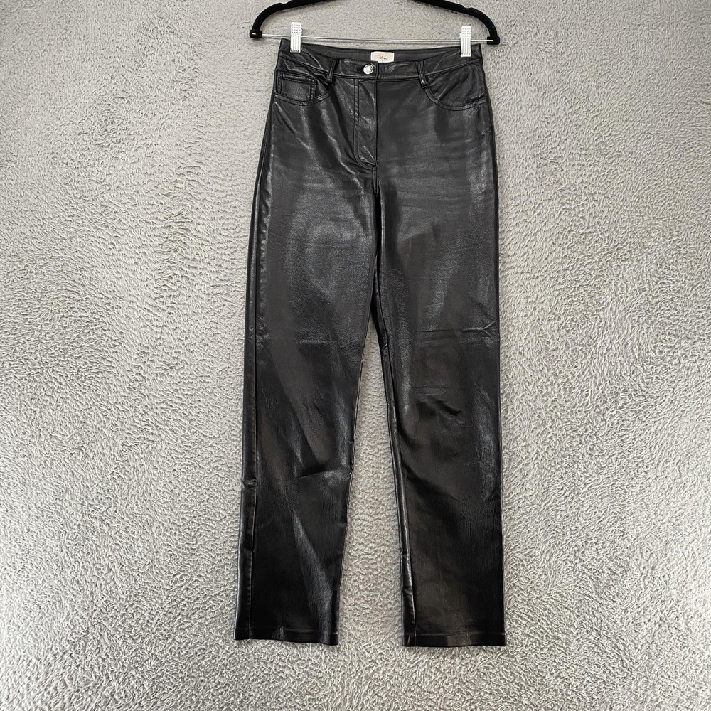 Wilfred Faux‎ Leather Pants Womens 2 Black Straight High Rise Aritzia Going Out